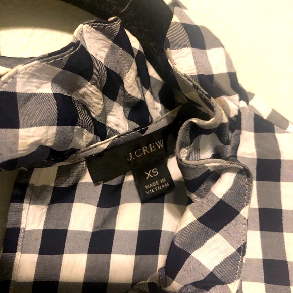 J.Crew Navy Blue & White Checkered Blouse-XS - Picture 3 of 6